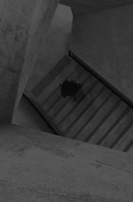 bovenaanzicht persoon op trap